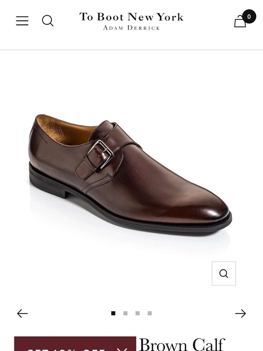 To Boot Brown Calf Leather Single Monk Strap Shoe